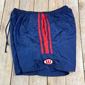 Mens Vintage Wilson Advantage Nylon Shorts Blue Red Size XL